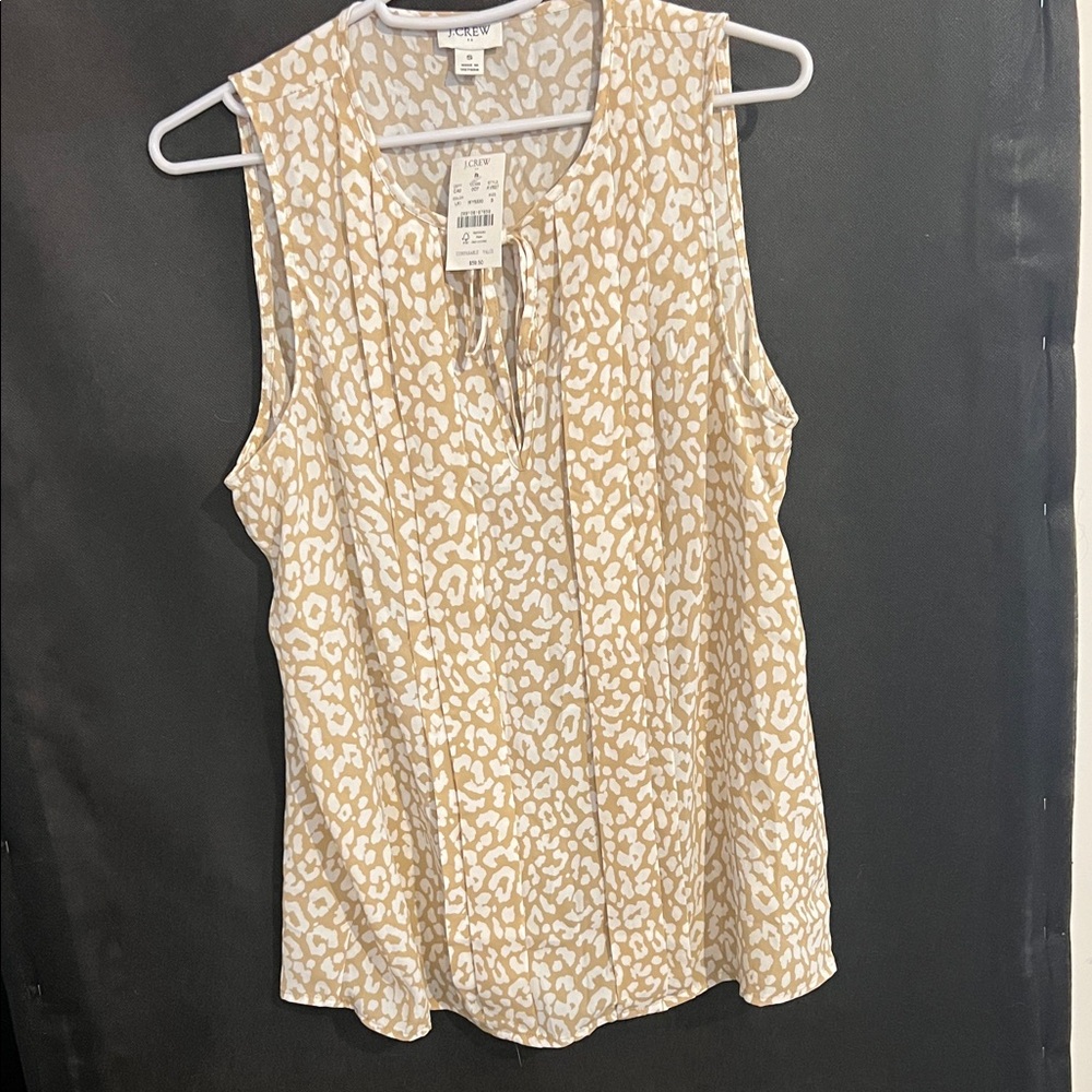 J. Crew Beige and White Sleeveless Blouse